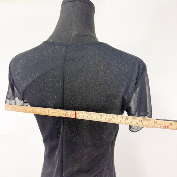 VINTAGE 90S STYLE LONG MESH MAXI DRESS SHIMMER WITH FLORALS - Picture 3 of 16